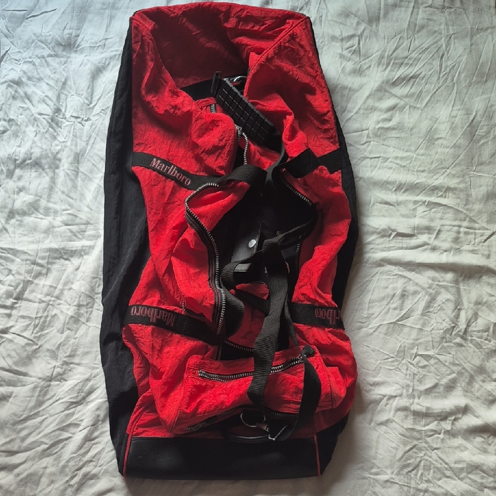 Vintage Marlboro Red and Black XL Duffel Bag